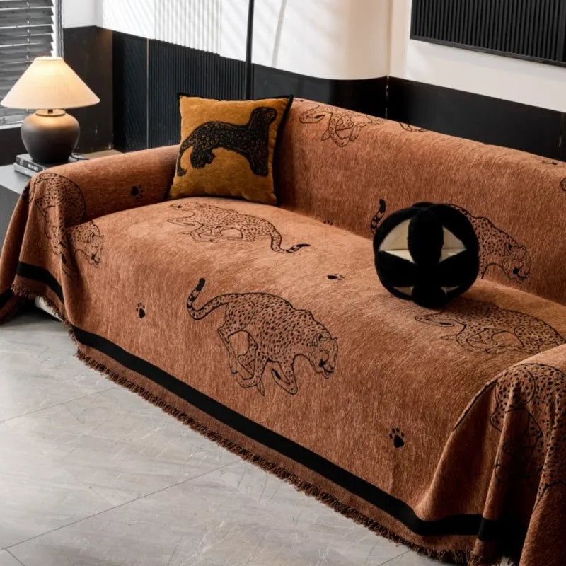 Butterfly Camping Picnic Sofa Cover 2025 All-season Leopard Chenille Sofa Covers Throw Blanket Camping Mats housses de canapé